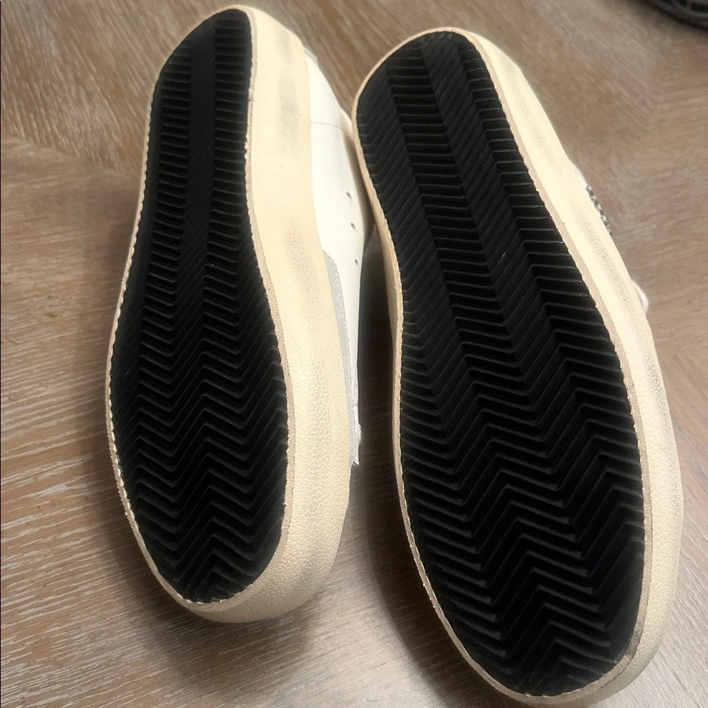 GG Collection Cream and Grey Gold Star Sneakers - Picture 6 of 8